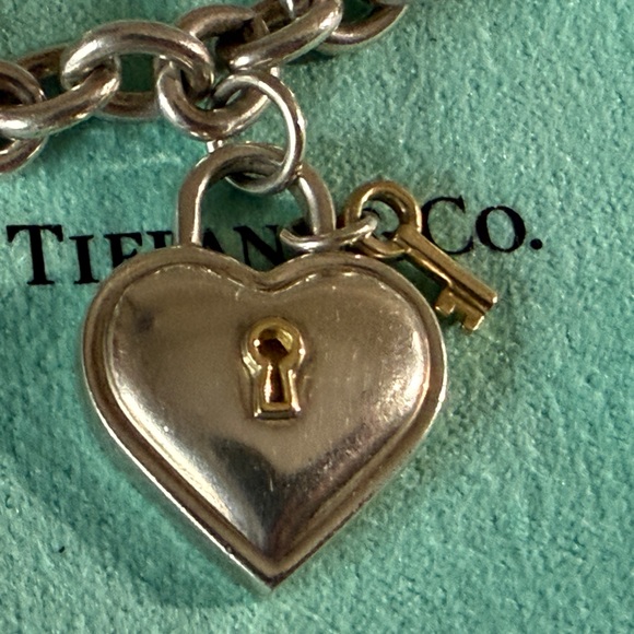 Tiffany & Co Necklace Heart Lock Key 18K Yellow Gold Yellow Gold Silver 925 - Picture 5 of 9